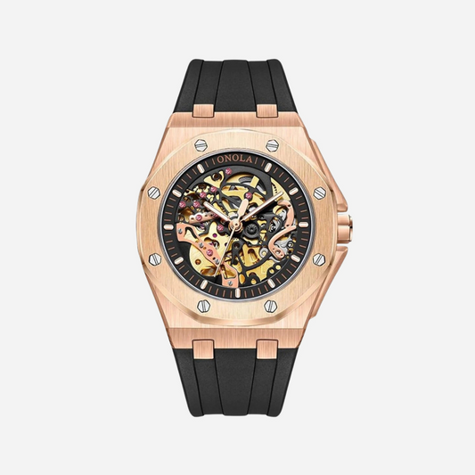 Men’s Sport Automatic Watch – Octane Rose‑Gold Silicone