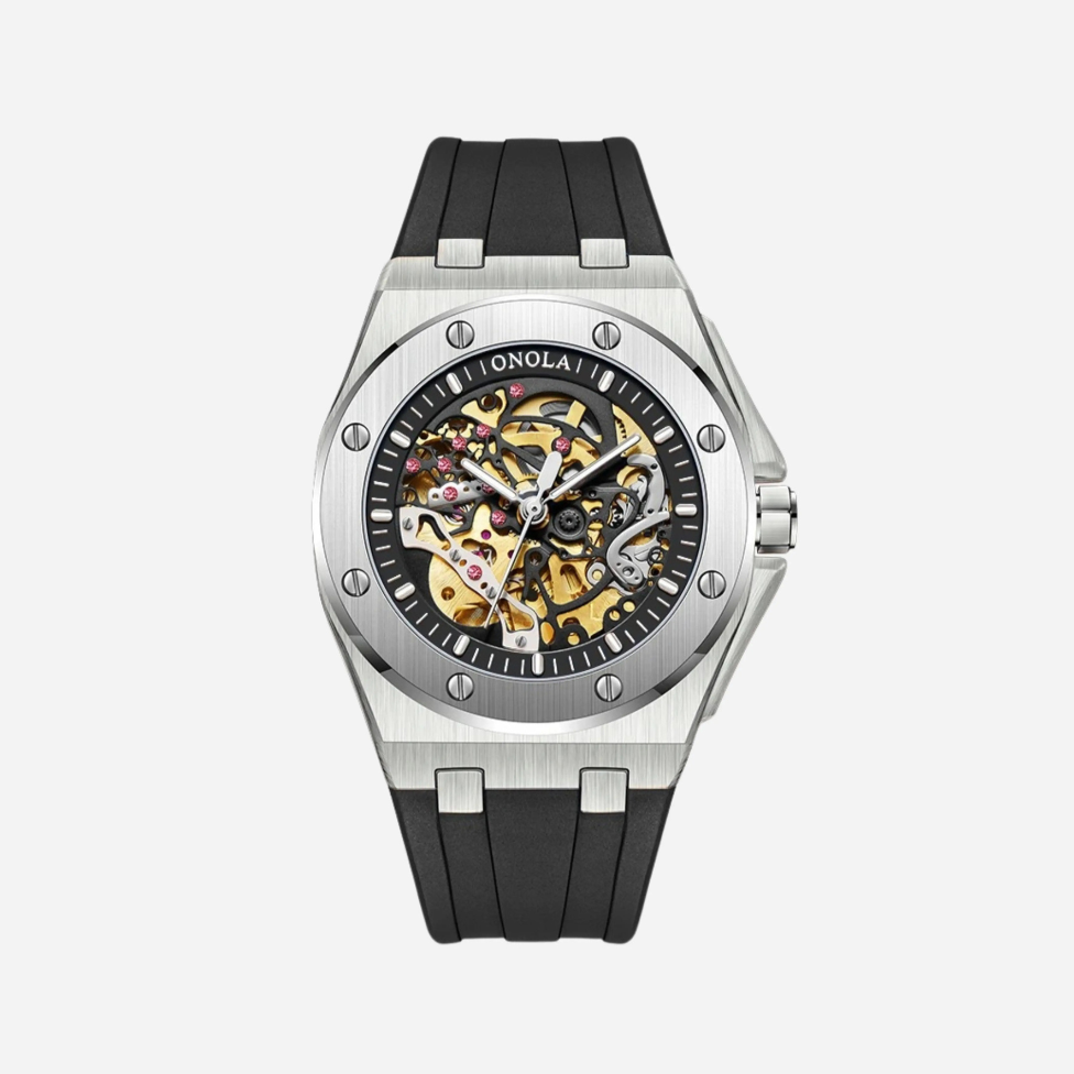 Men’s Sport Automatic Watch – Octane Rose‑Gold Silicone
