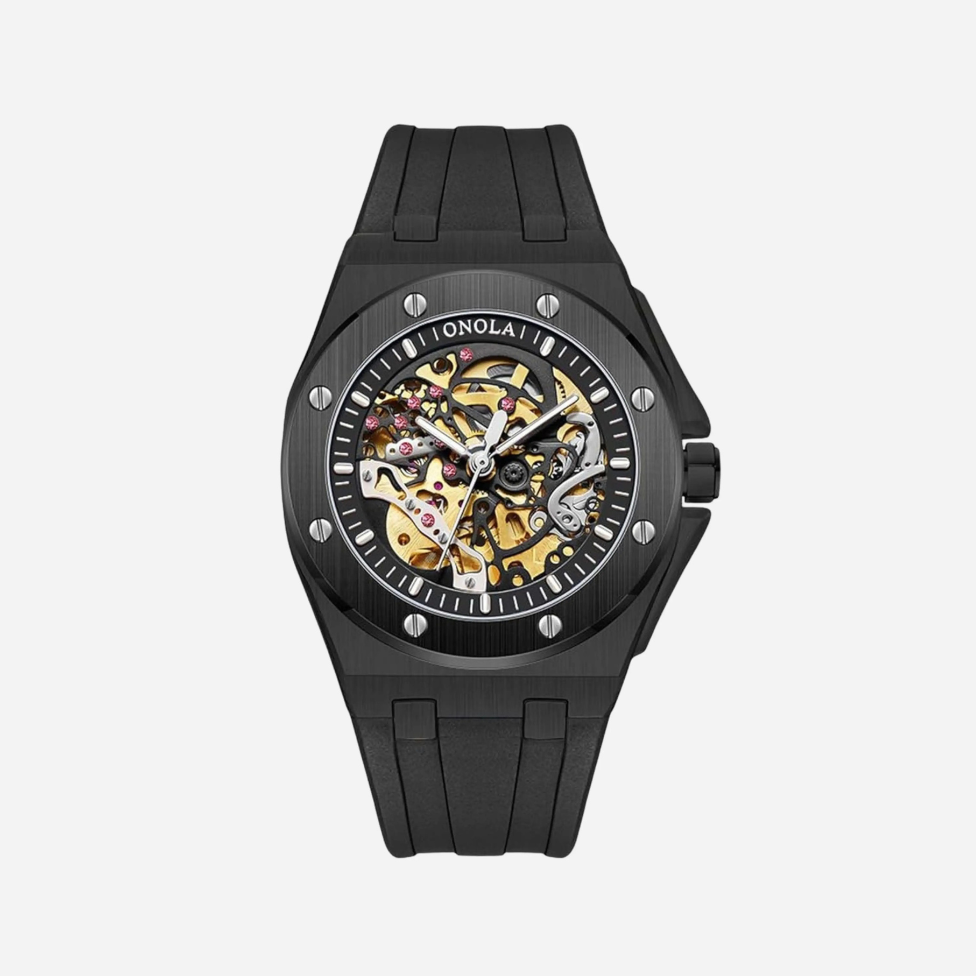 Men’s Sport Automatic Watch – Octane Rose‑Gold Silicone