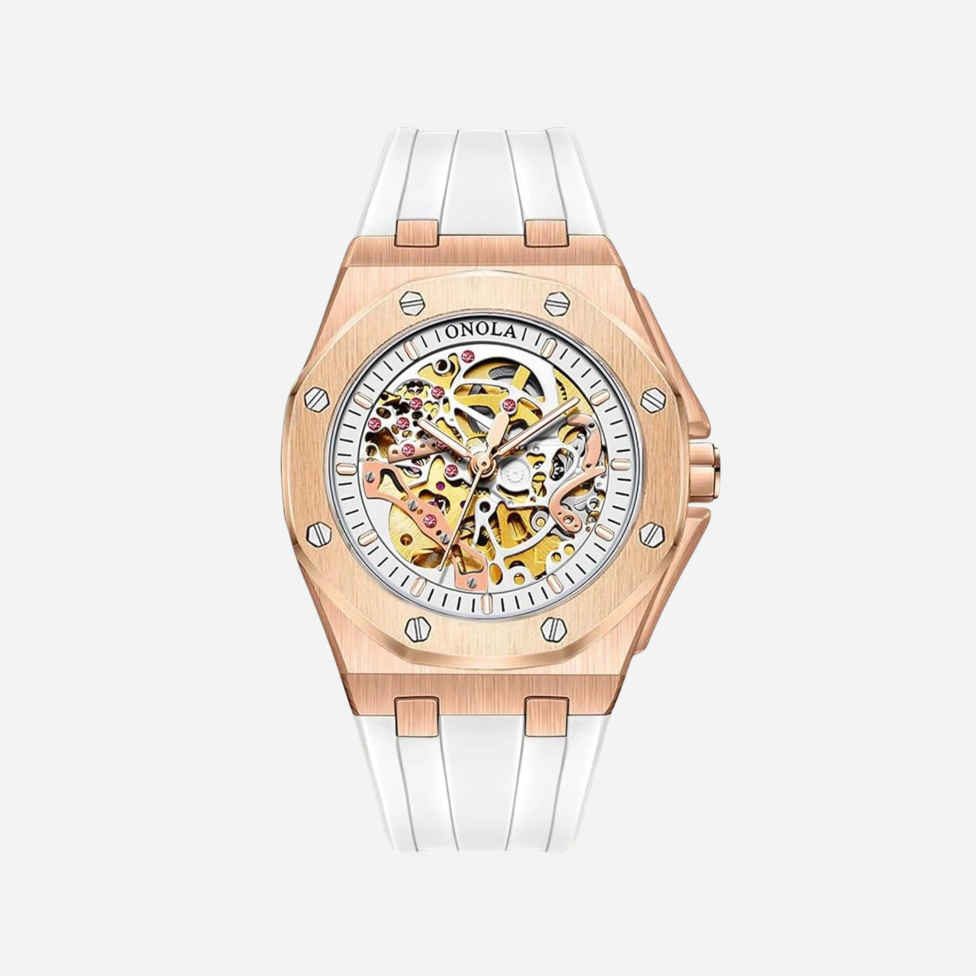 Men’s Sport Automatic Watch – Octane Rose‑Gold Silicone