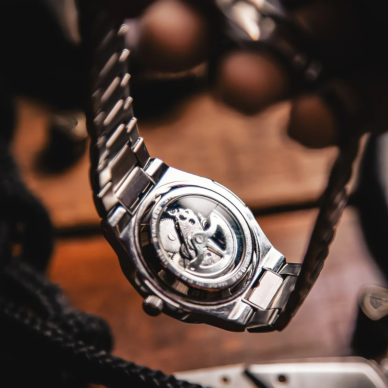  Men’s Silver Skeleton Automatic Watch