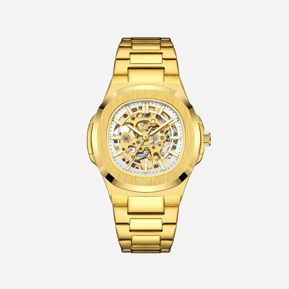  Men’s Silver Skeleton Automatic Watch