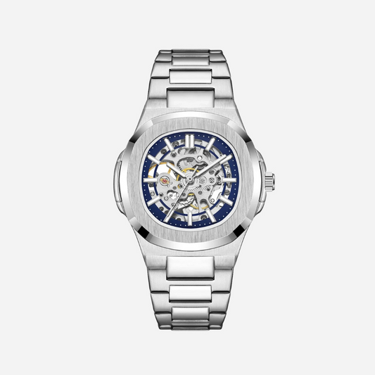  Men’s Silver Skeleton Automatic Watch