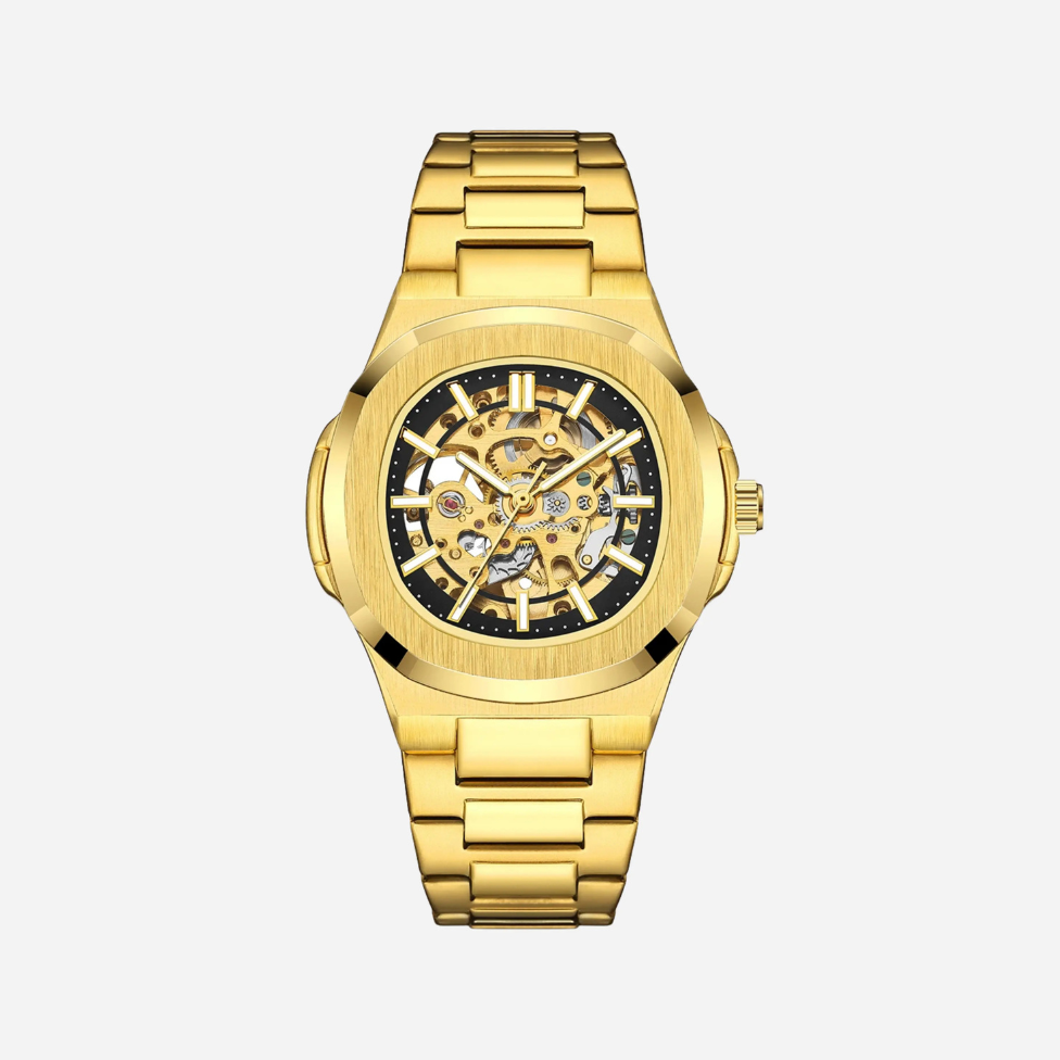 Men’s Silver Skeleton Automatic Watch
