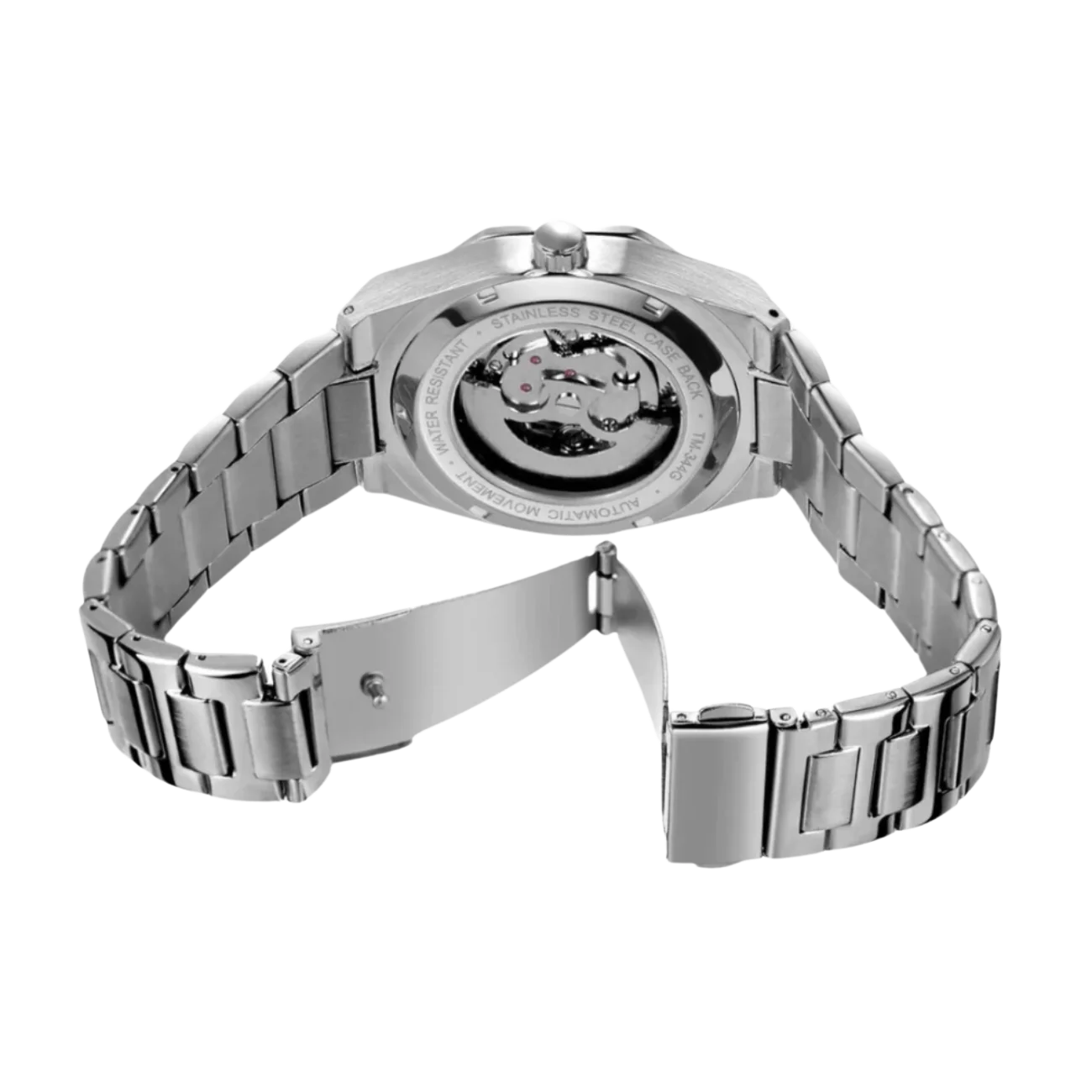 Men’s Octagonal Silver Automatic Watch – Specter Skeleton