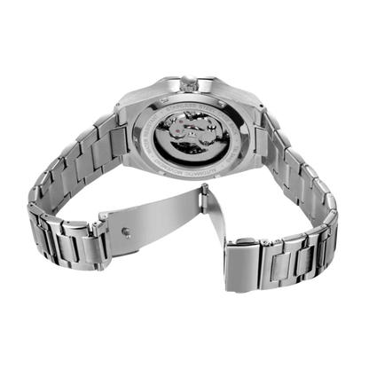 Men’s Octagonal Silver Automatic Watch – Specter Skeleton