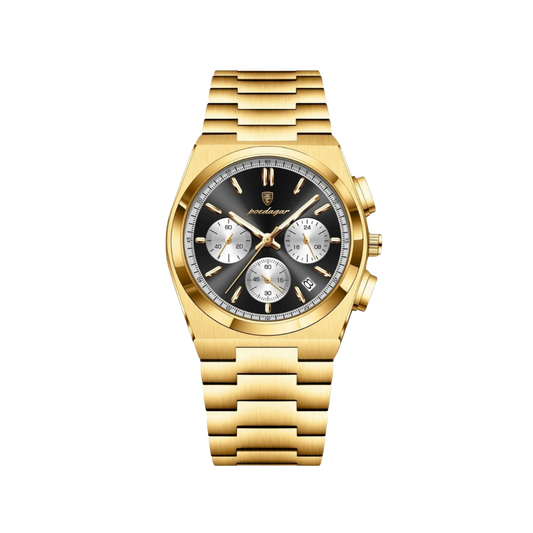 Men’s Gold Chronograph Watch – Stratos Integrated Bracelet