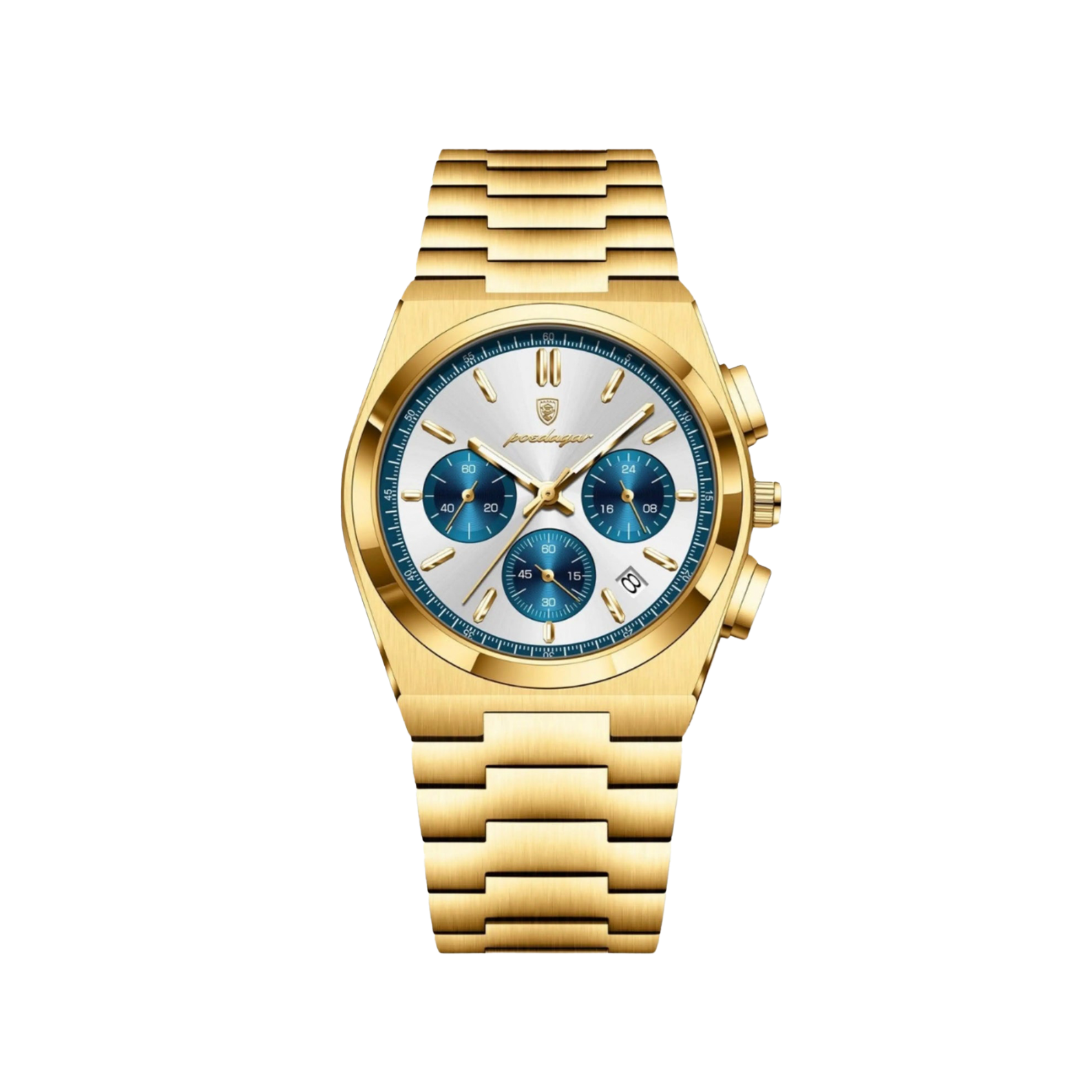 Men’s Gold Chronograph Watch – Stratos Integrated Bracelet