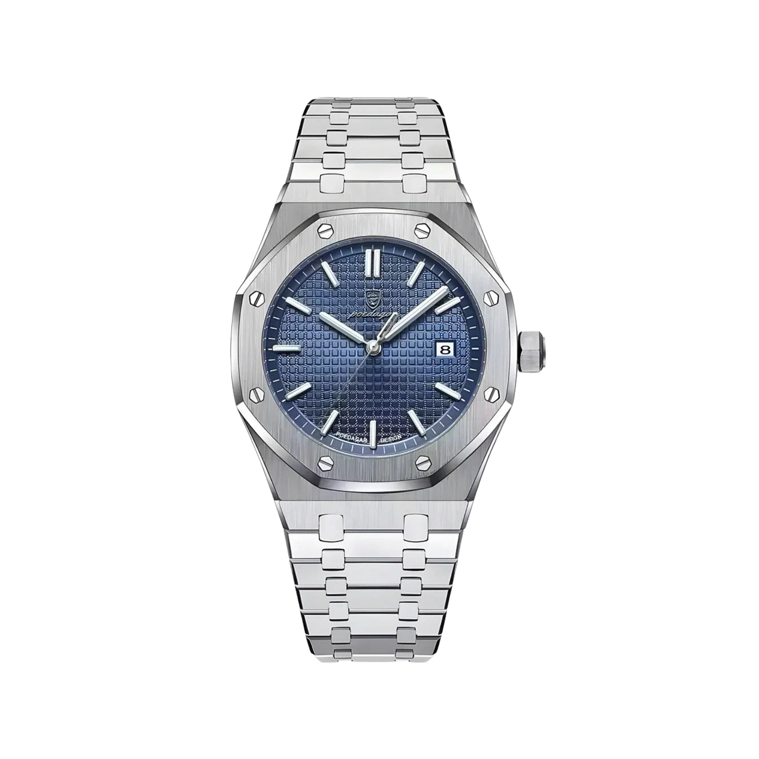 Men’s Silver Watch – Titan Octagonal Bezel Steel Bracelet -blue