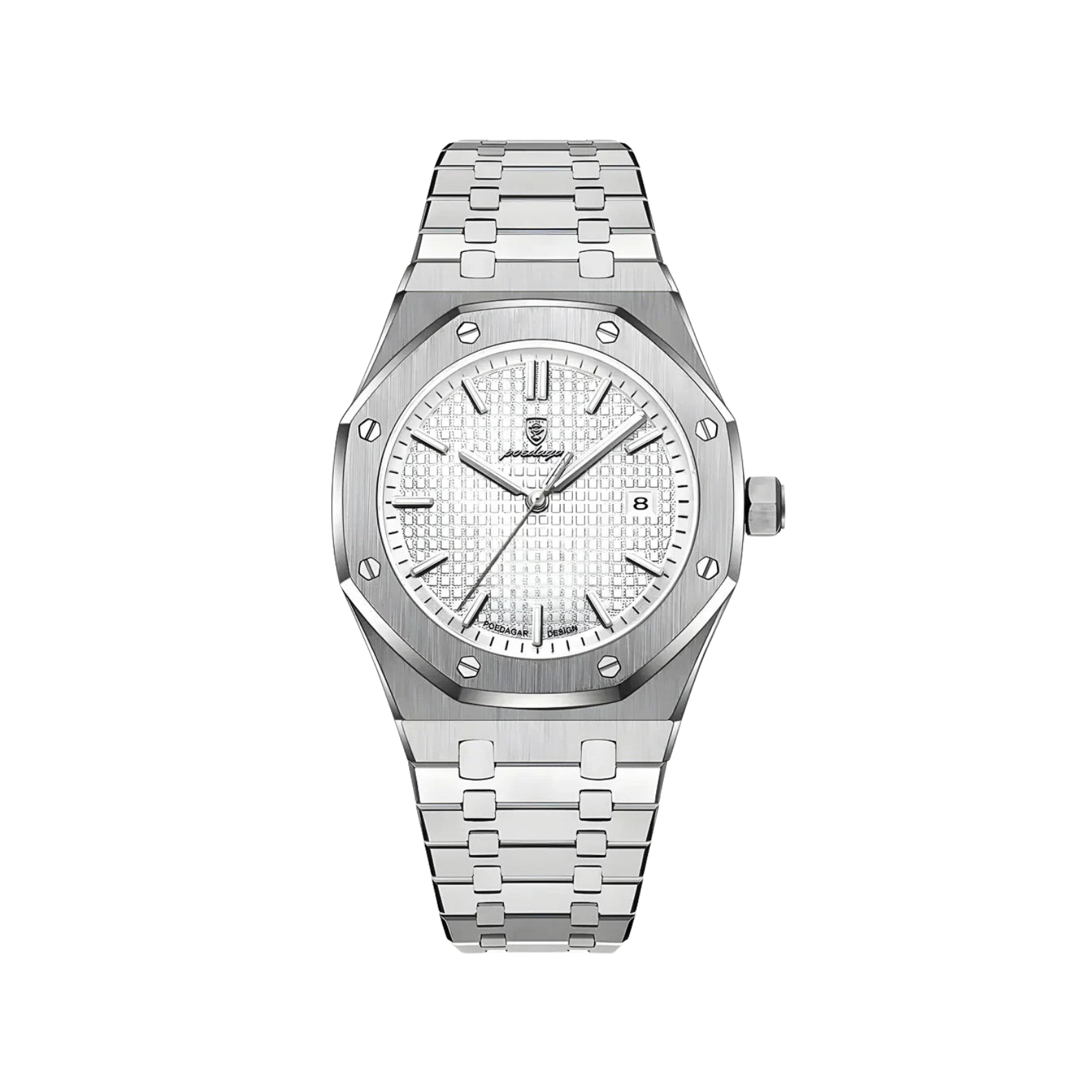 Men’s Silver Watch – Titan Octagonal Bezel Steel Bracelet - White