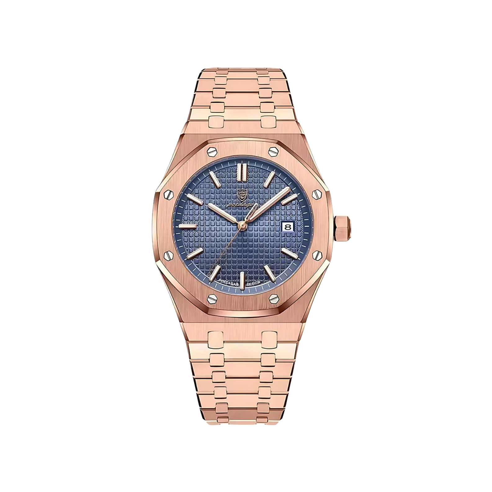 Men’s Silver Watch – Titan Octagonal Bezel Steel Bracelet - blue gold