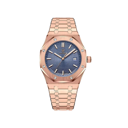 Men’s Silver Watch – Titan Octagonal Bezel Steel Bracelet - blue gold