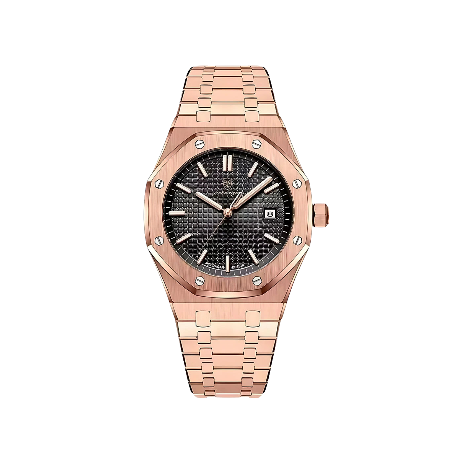 Men’s Silver Watch – Titan Octagonal Bezel Steel Bracelet - black gold