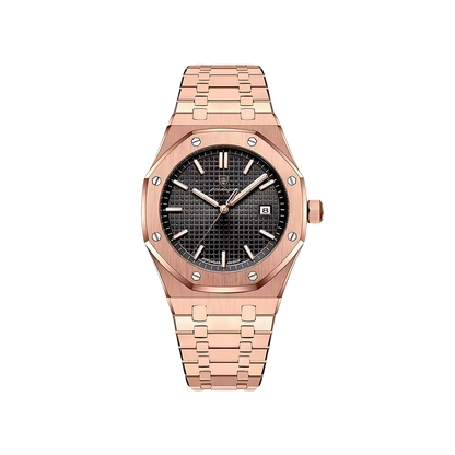 Men’s Silver Watch – Titan Octagonal Bezel Steel Bracelet - black gold