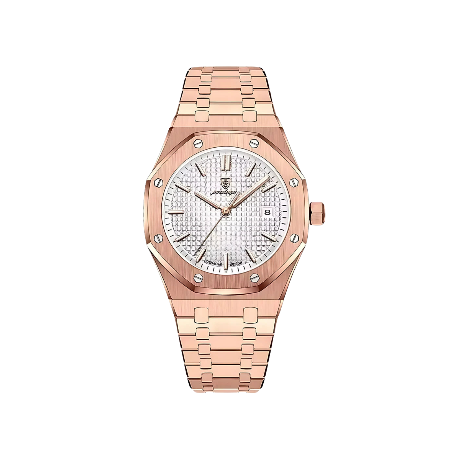Men’s Silver Watch – Titan Octagonal Bezel Steel Bracelet - White gold