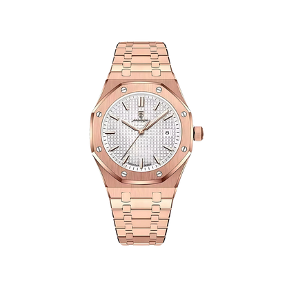 Men’s Silver Watch – Titan Octagonal Bezel Steel Bracelet - White gold