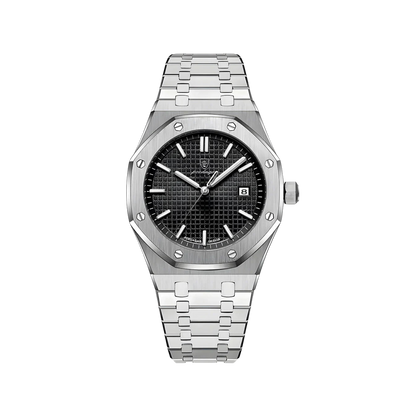 Men’s Silver Watch – Titan Octagonal Bezel Steel Bracelet - black