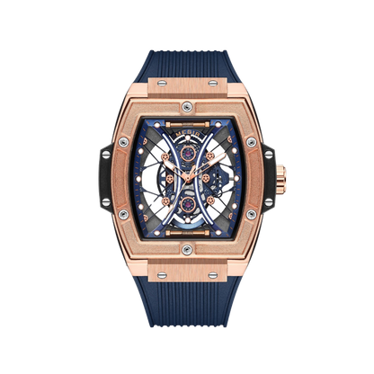 Men’s Skeleton Automatic Watch – Torvix Tonneau Black Silicone