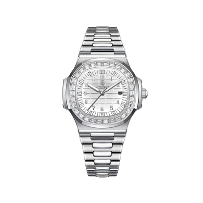 Men’s Silver Watch – Vanguard Cushion Case Steel Bracelet