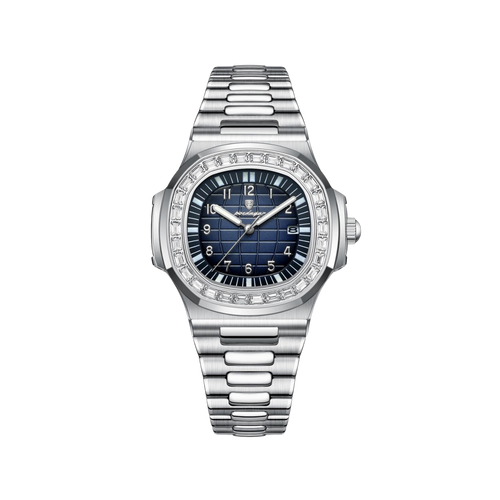 Men’s Silver Watch – Vanguard Cushion Case Steel Bracelet