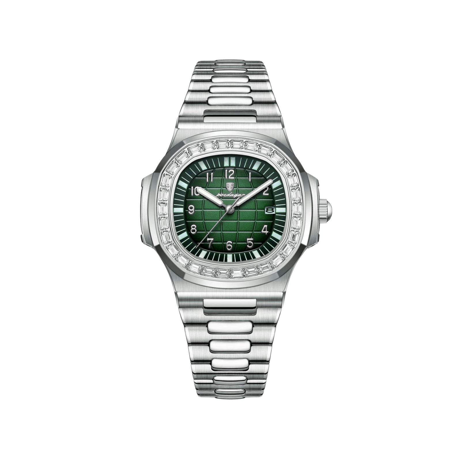 Men’s Silver Watch – Vanguard Cushion Case Steel Bracelet