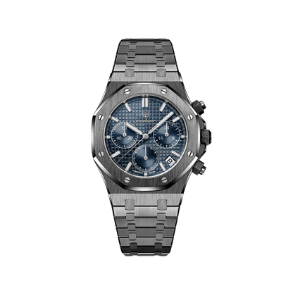 Men’s Chronograph Watch – Chrono Black Octagonal Bezel Integrated Steel

