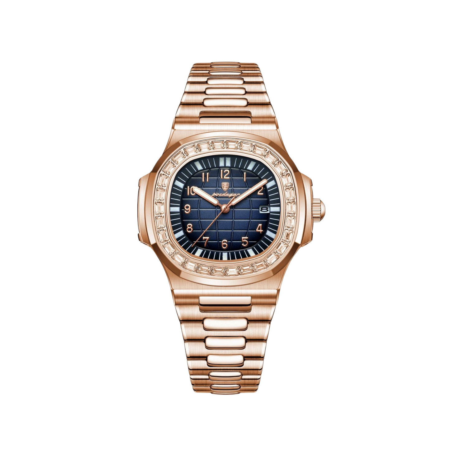 Men’s Rose‑Gold Watch – Majesty Cushion Case Diamond‑Cut Bezel

