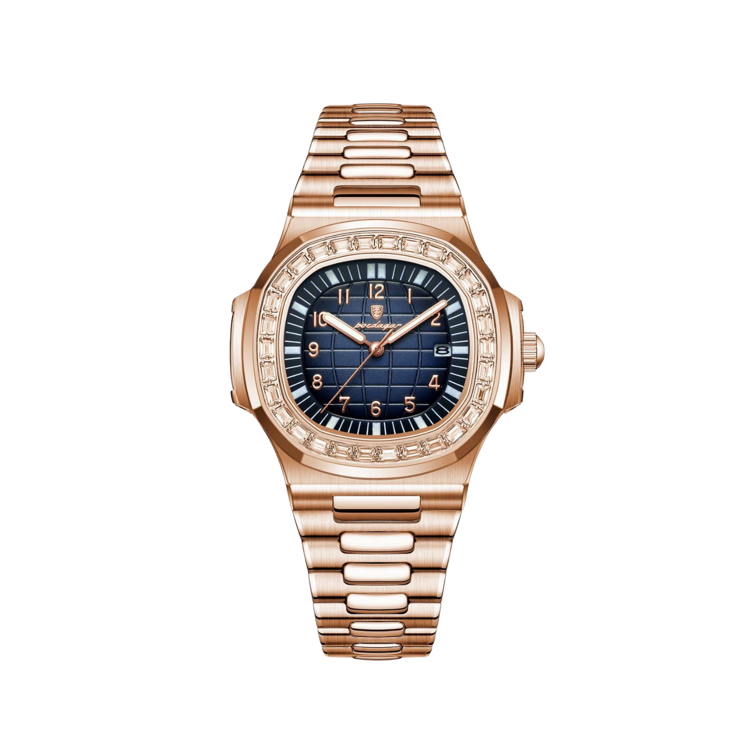 Men’s Rose‑Gold Watch – Majesty Cushion Case Diamond‑Cut Bezel

