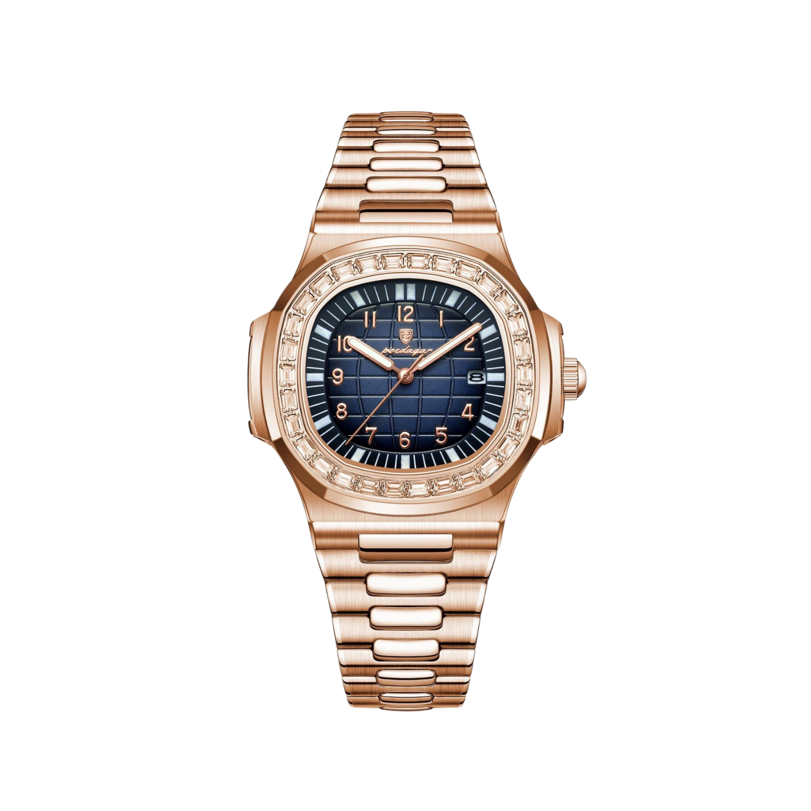 Men’s Rose‑Gold Watch – Majesty Cushion Case Diamond‑Cut Bezel

