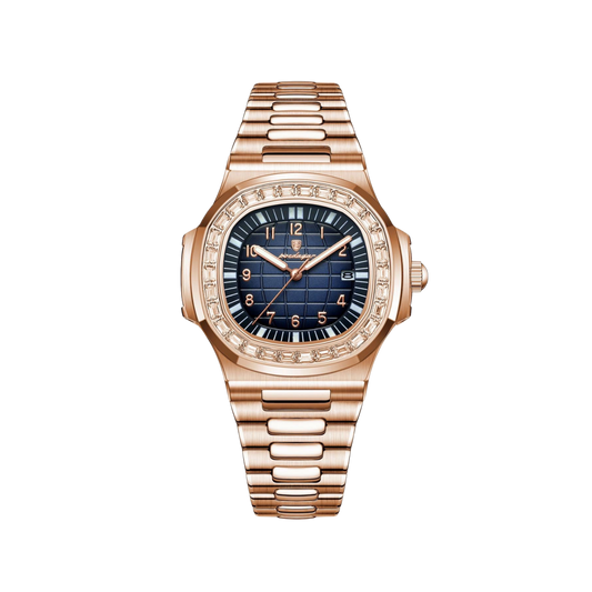 Men’s Rose‑Gold Watch – Majesty Cushion Case Diamond‑Cut Bezel

