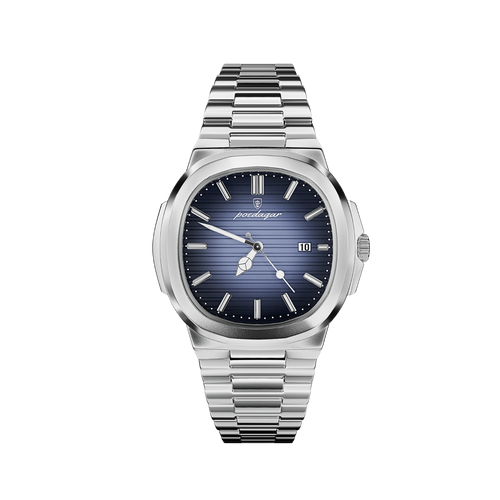 Men’s Silver Watch – Prestige Cushion Case Steel Bracelet