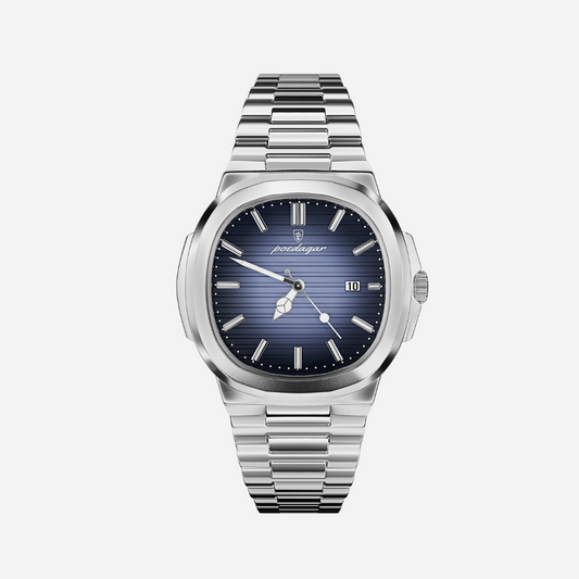 Men’s Silver Watch – Prestige Steel Bracelet Date Display