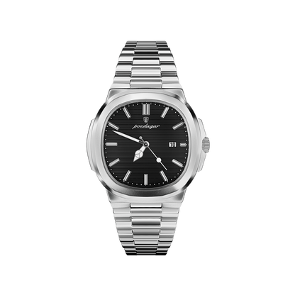 Men’s Silver Watch – Prestige Cushion Case Steel Bracelet