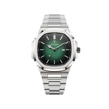 Men’s Silver Watch – Prestige Cushion Case Steel Bracelet